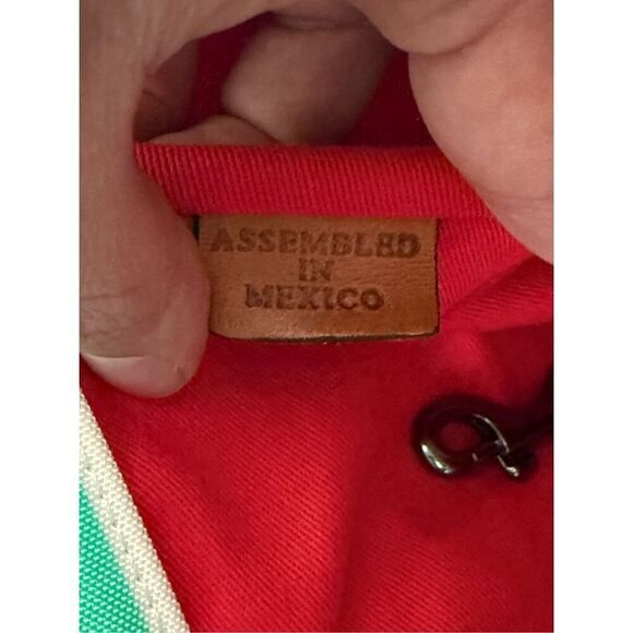 Dooney & Bourke Striped Nylon Sullivan Shopper Tote In Mint green, White, & Blue - Picture 9 of 11